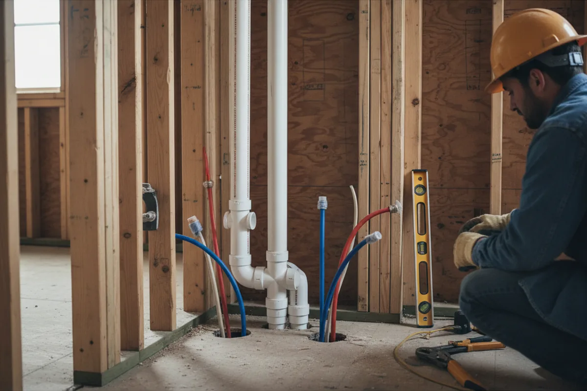 Drain and supply rough-in during Drain Cleaning in Alta